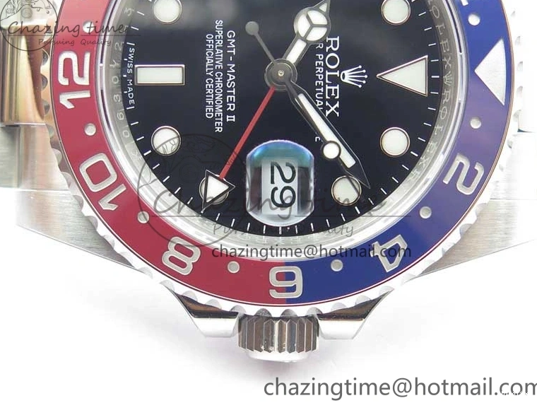 MiroTime 0413 GMT Master II 126719 BLRO Red Blue Ceramic 316L Steel ROF Best Edition Black Dial on SS Bracelet A Elegant 2654